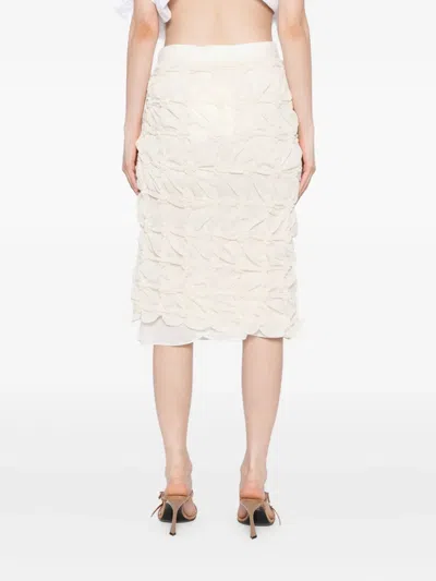 Rokh Scrunched Chiffon Skirt In White