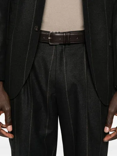 细条纹羊毛混纺西装套装