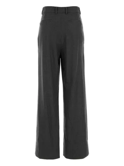 Pt Torino Charcoal Stretch Wool Blend Wide-leg Pant In Gray