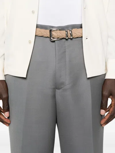 Second / Layer Pleated Wool Trousers In Gray