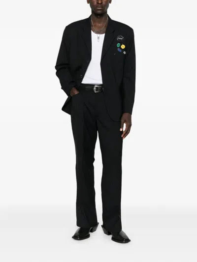 Second / Layer Pinstripe Three-button Blazer In Black