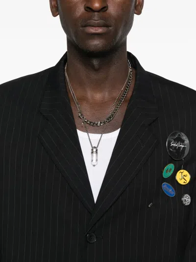 Second / Layer Pinstripe Three-button Blazer In Black