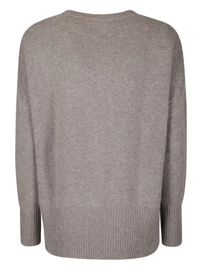 Lisa Yang Cashmere Knit Sweater With Contrast Trim And Oversized Fit In Gray