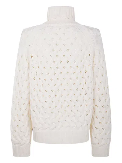 P.a.r.o.s.h Parosh Turtle Neck Basket Stitch Sweater In Neutral