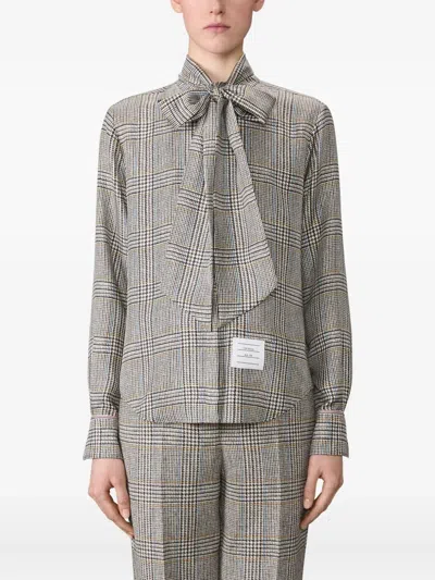 Thom Browne Prince Of Wales Check Shirt Shirt And Blouse Multicolor In Gray