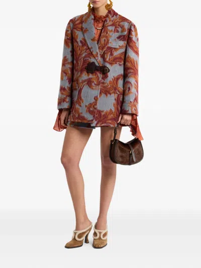 Etro Wool Blend Coat In Multi