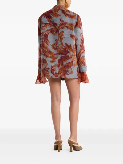 Etro Wool Blend Coat In Multi