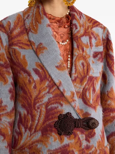 Etro Wool Blend Coat In Multi