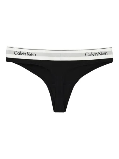 Calvin Klein Icon Cotton Modal Thong In Black