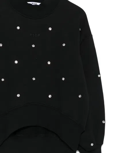 Msgm Crystal-embellished Sweatshirt In Black