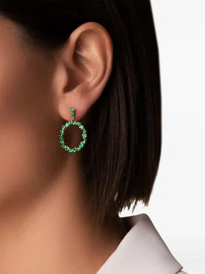 Suzanne Kalan 18k Yellow Gold Emerald Hollow Drop Earrings In Green
