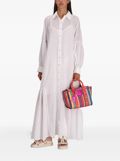 Devotion Button-front Tiered Shirt Maxi Dress In White
