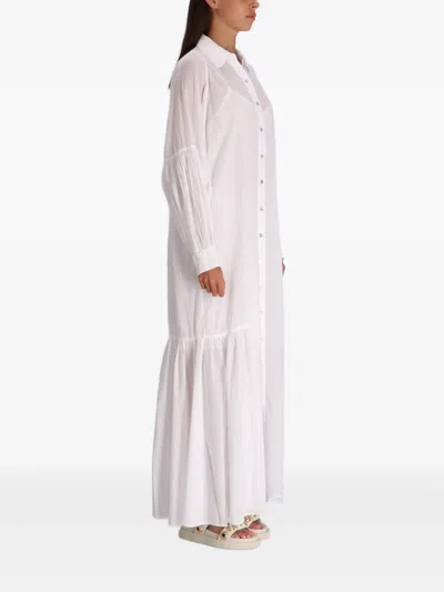 Devotion Button-front Tiered Shirt Maxi Dress In White