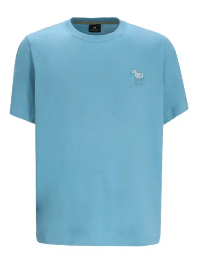Paul Smith Zebra-print Cotton T-shirt In Blue