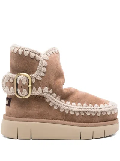 Mou Eskimo Bounce Ankle Boots Inside Wedge In Brown Suede In Brown