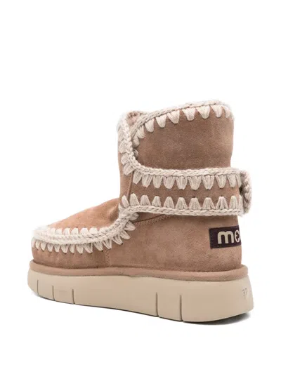 Mou Eskimo Bounce Ankle Boots Inside Wedge In Brown Suede In Brown