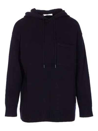 Max Mara Wool And Cashmere Hooded Sweater In Black
