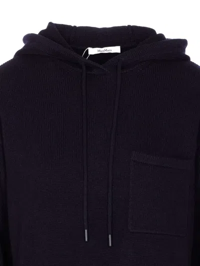 Max Mara Wool And Cashmere Hooded Sweater In Black