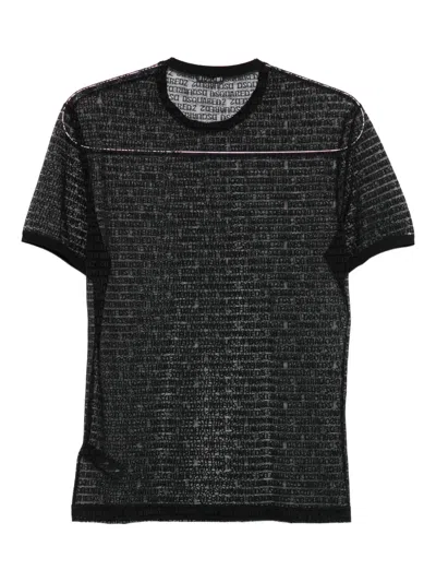 Dsquared2 Logo-print Mesh T-shirt In Black