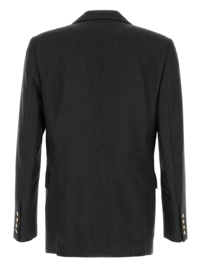 Vivienne Westwood Grey Double-breasted Jacket With Wide Peak Lapels In Wool Man In Gray