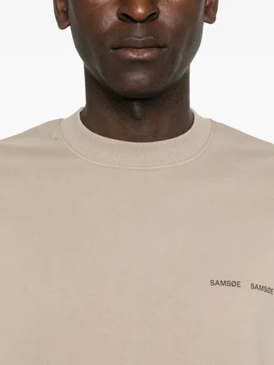 Samsoe & Samsoe Logo Long-sleeved Sweatshirt In Neutral