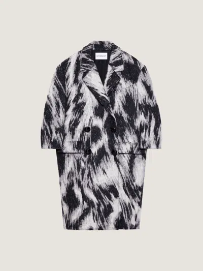 Givenchy Coat In Wool Jacquard With Animal Print In Black