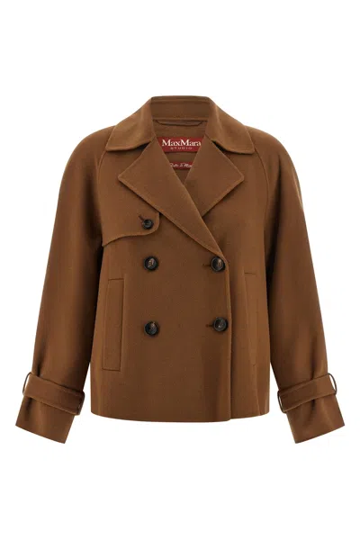 Max Mara Studio Nupar Short Coat Hazelnut In Brown
