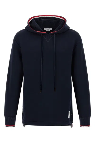 Thom Browne Oversized Hoodie Pullover With Rwb Tipping Stripe In Chunk In Blue
