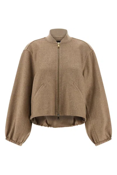 Fabiana Filippi Cashmere Bomber Jacket In Brown