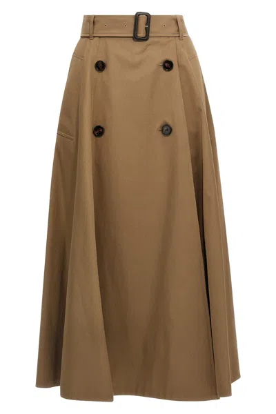 Burberry "brenda" Midi Skirt In Brown