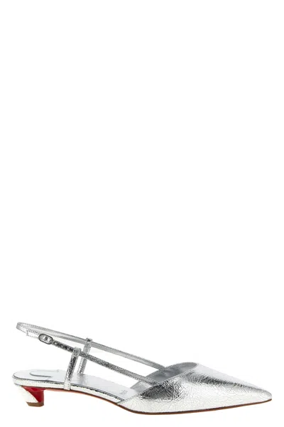 Christian Louboutin Miss Z Slingina 25 Leather Slingback Pump In Silver