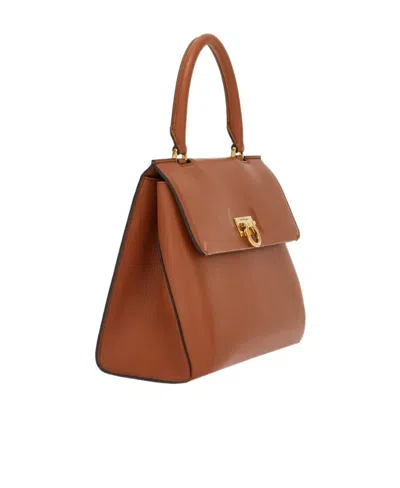 Ferragamo Logo Shoulder Bag In Brown