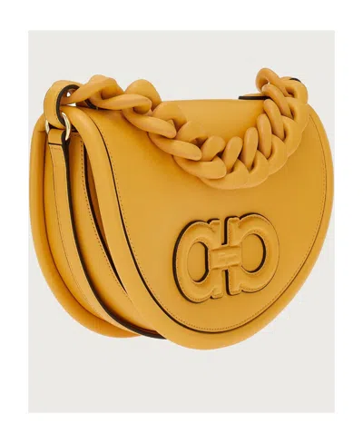 Ferragamo Logo Shoulder Bag In Yellow