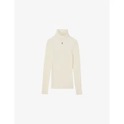 Sandro Womens Snow Turtleneck Long-sleeve Wool Blend Jumper In White