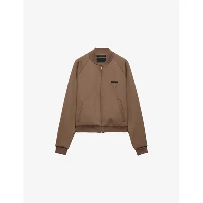Prada Technical Fleece Blouson Jacket In Brown