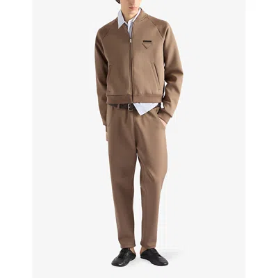 Prada Technical Fleece Blouson Jacket In Brown