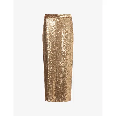 Twp Womens Honey Gwyneth Sequin Stretch-woven Maxi Skirt In Gold