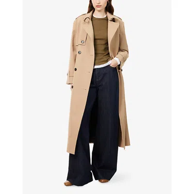 Me And Em And Em Womens Pale Camel Belted Relaxed-fit Stretch-woven Trench Coat In Neutral