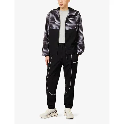 Trapstar Mens Black Hyperdrive Logo-patch Shell Tracksuit Bottoms In Black