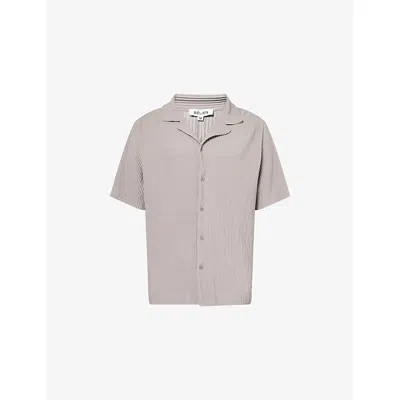 Belier Mens Grey Resort Pleated Stretch-woven Shirt In Gray