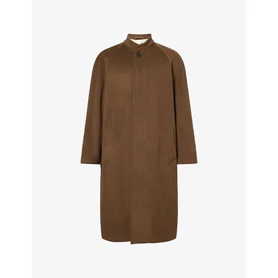 Diomene Mens Raw Umber Stand-collar Relaxed-fit Wool And Cashmere Coat In Brown