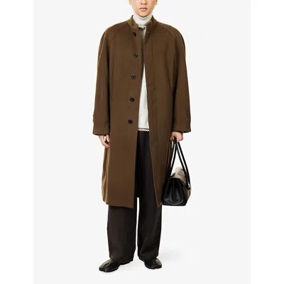 Diomene Mens Raw Umber Stand-collar Relaxed-fit Wool And Cashmere Coat In Brown
