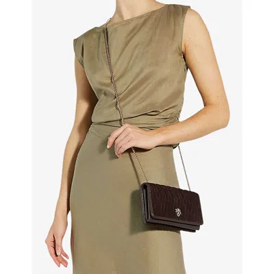 Dune Womens Dark Brown Suede Strong Bug-embellished Suede Cross-body Bag In Brown