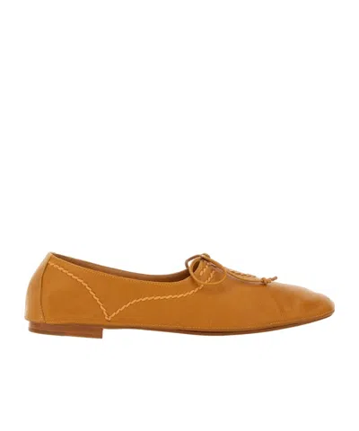 Hereu Artisan Bow Detail Flat Shoes In Orange
