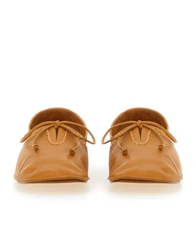 Hereu Artisan Bow Detail Flat Shoes In Orange