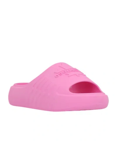 Dsquared2 Rubber-textured Slides In Pink