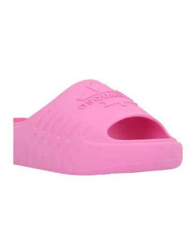 Dsquared2 Rubber-textured Slides In Pink