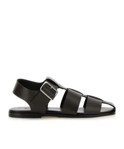 Aeyde Buckle Fastened Cut Out Sandals In Black
