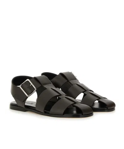 Aeyde Buckle Fastened Cut Out Sandals In Black