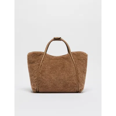 Max Mara Small Tmarin Teddy Top Handle Bag In Brown